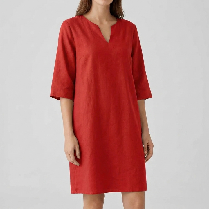 Vintage midi-jurk voor dames met korte mouwen
