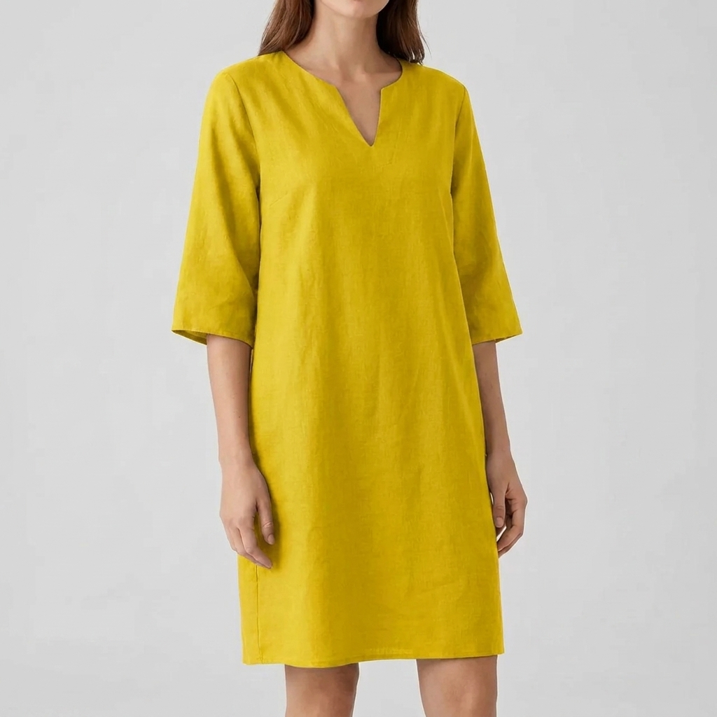 Vintage midi-jurk voor dames met korte mouwen