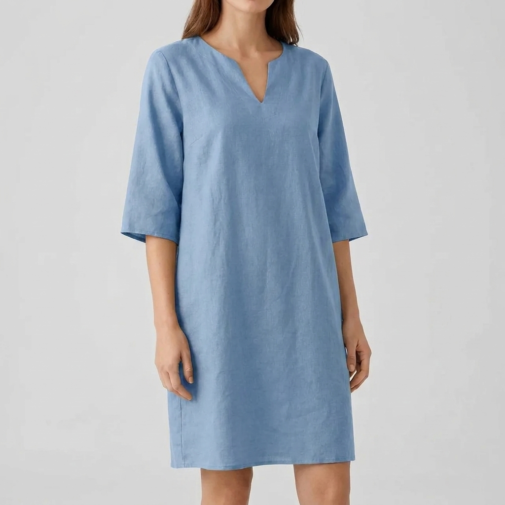 Vintage midi-jurk voor dames met korte mouwen
