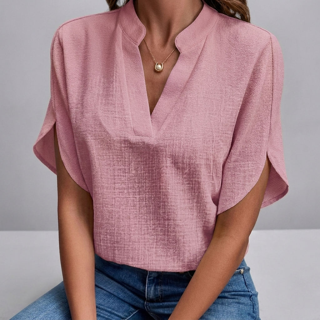 Zomerse V-hals blouse met korte mouwen voor dames.