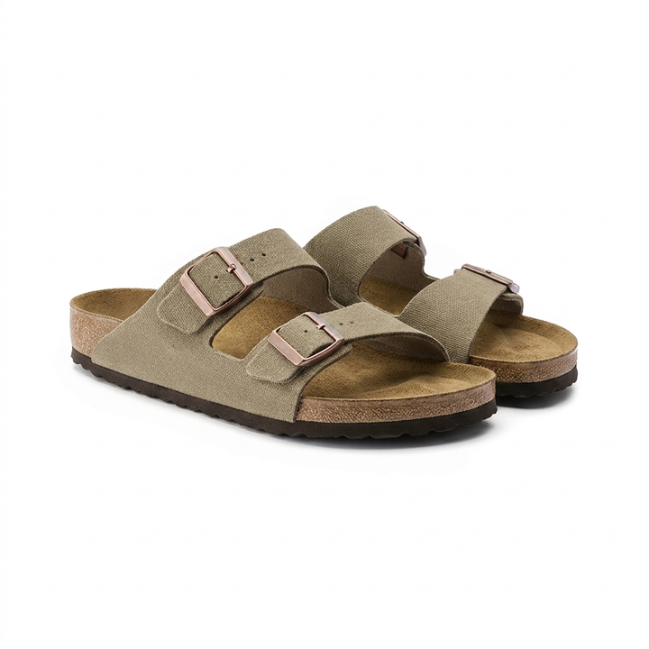 Vintage unisex sandalen met platte kurkzool