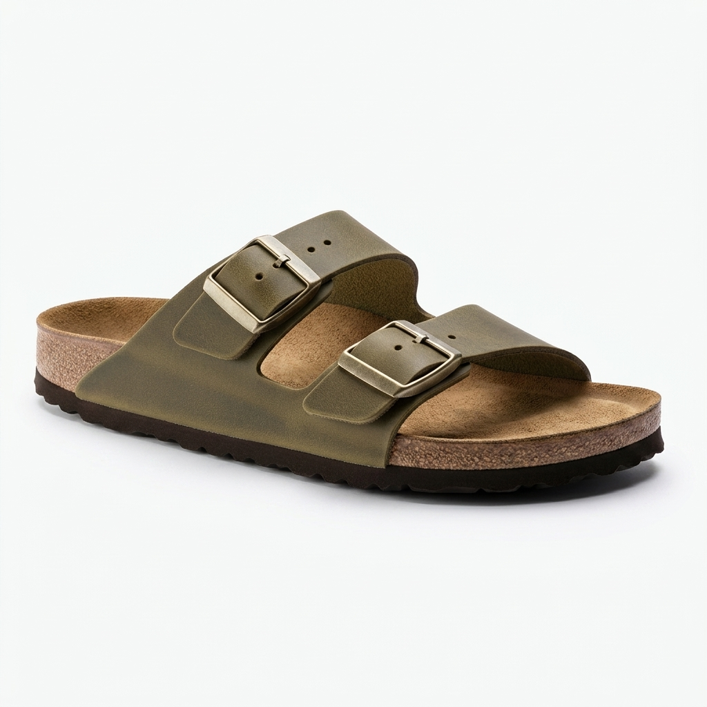Vintage unisex sandalen met platte kurkzool