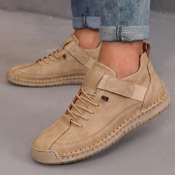 Dames Leren Casual Laarzen met Kleurencombinatie en Comfortabele Pasvorm