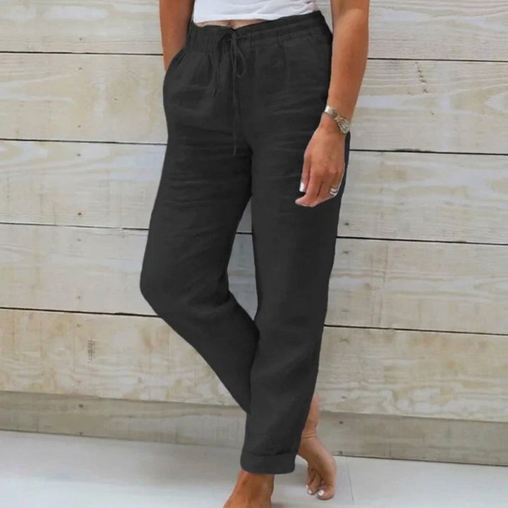 Casual damesbroek met hoge taille en rechte pijpen