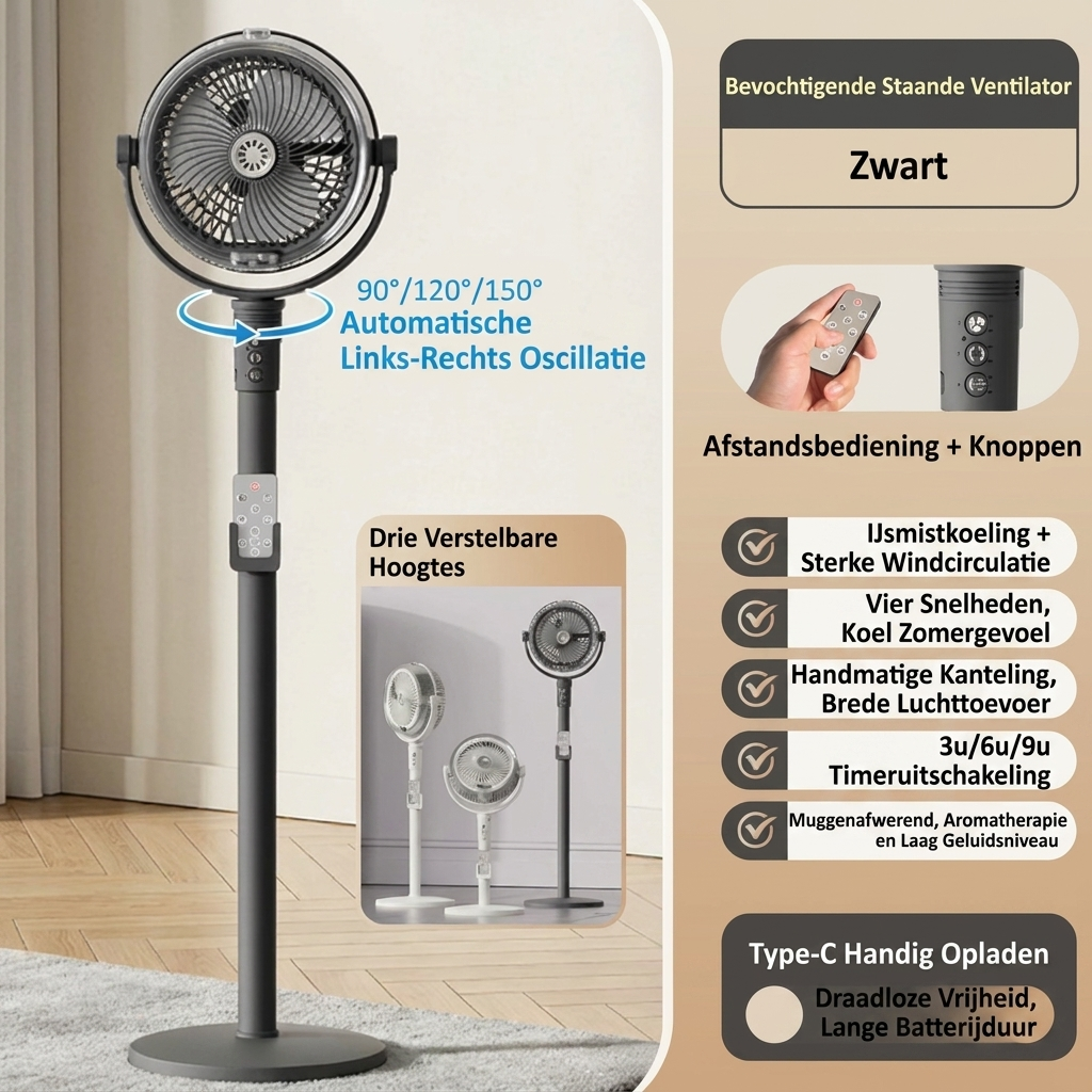 Stille Ventilator met Afstandsbediening 3D Oscillatie