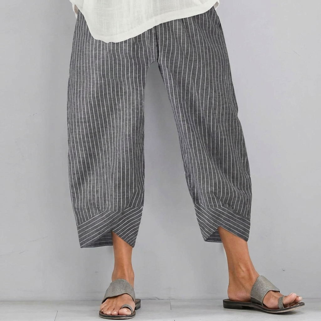 Effen loszittende casual capribroek dames