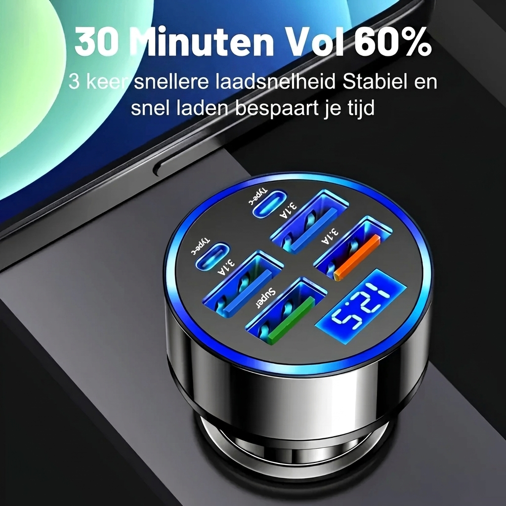 100W Snelle Draagbare Autolader - Dual USB