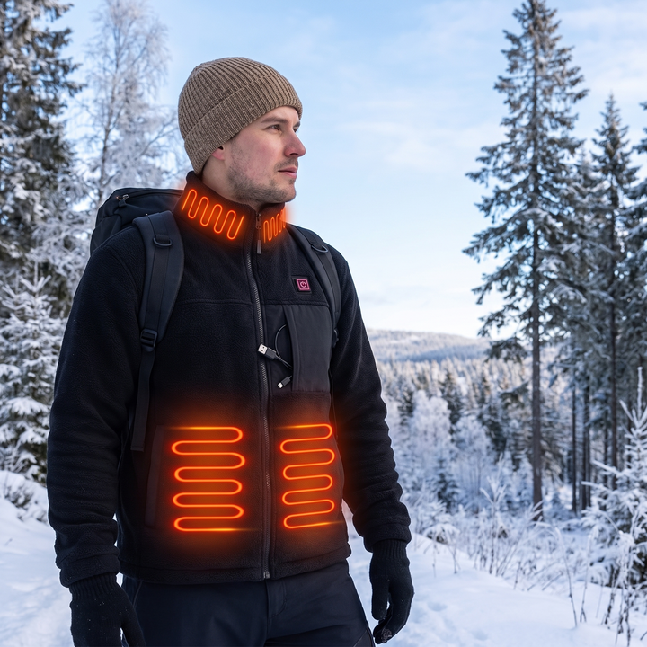 Verwarmde fleecejas met 4 warmtezones en USB
