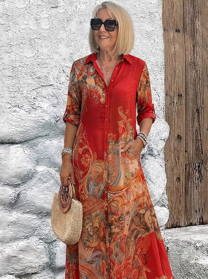 Mediterrane resort-maxi-jurk