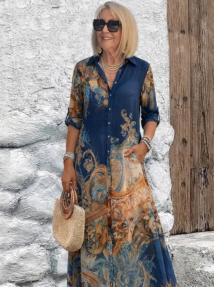 Mediterrane resort-maxi-jurk