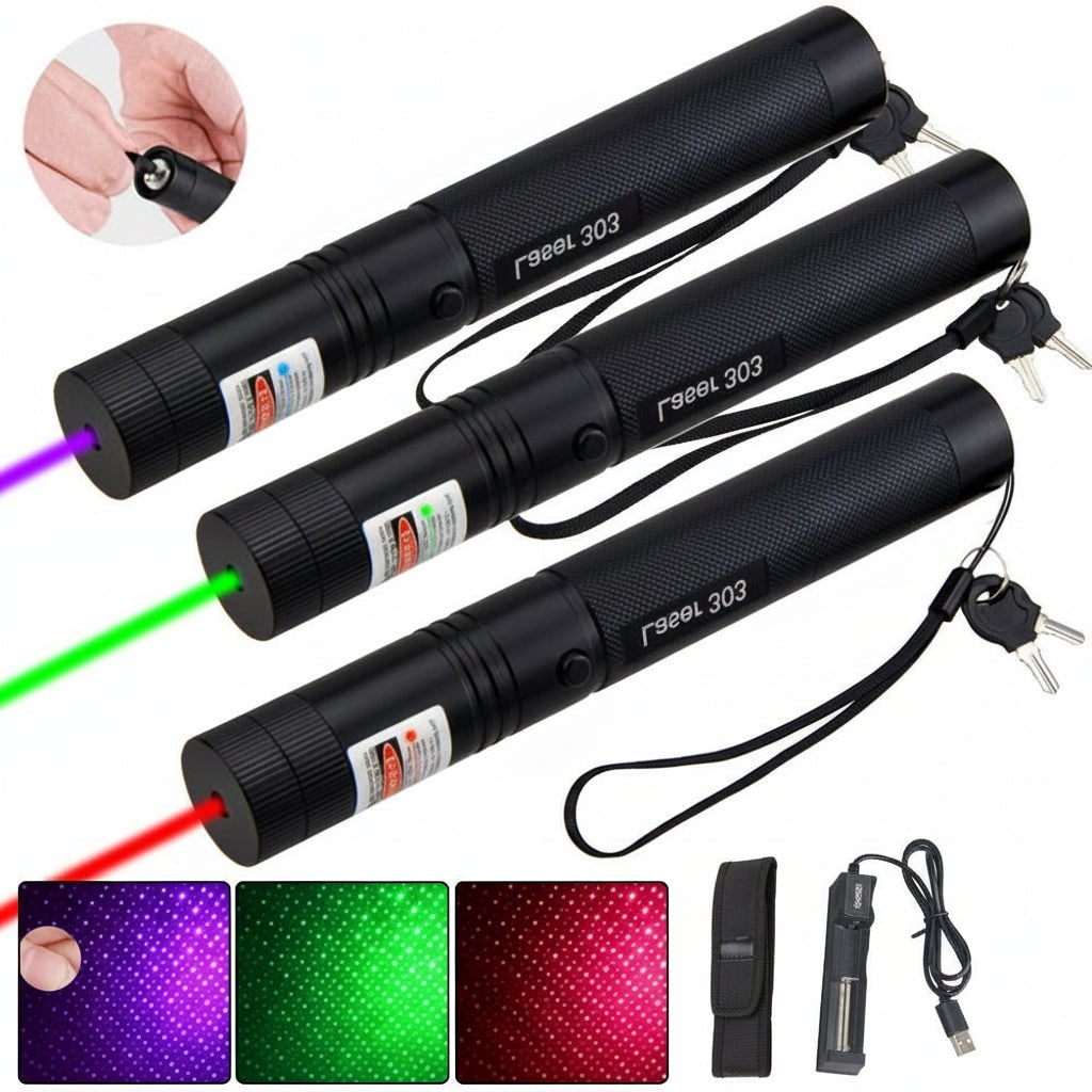 Krachtige laserpen met verstelbare focus en veiligheidssleutelslot, blauw licht