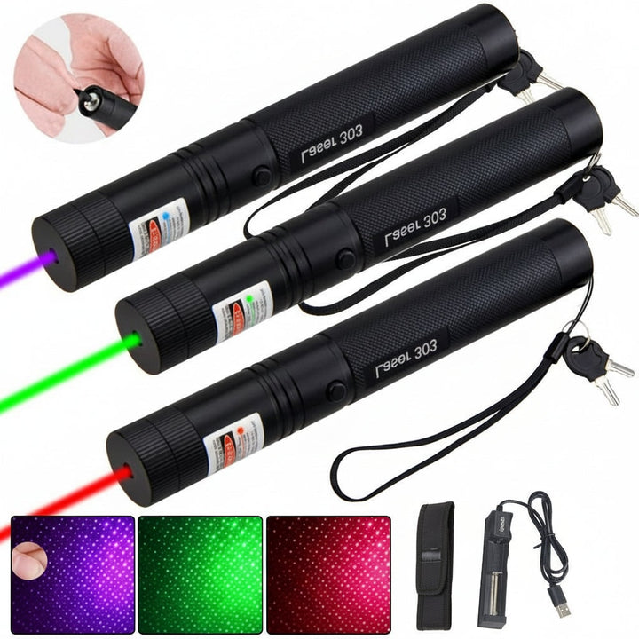 Krachtige laserpen met verstelbare focus en veiligheidssleutelslot, blauw licht