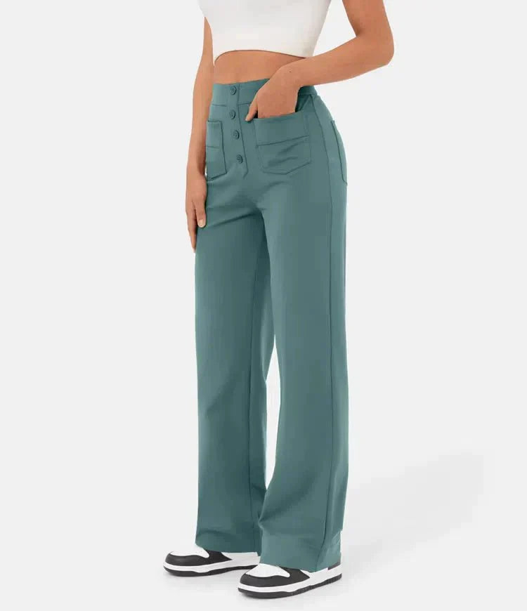 Elastische comfortabele broek met hoge taille en rechte pijpen voor dames - Phoebe