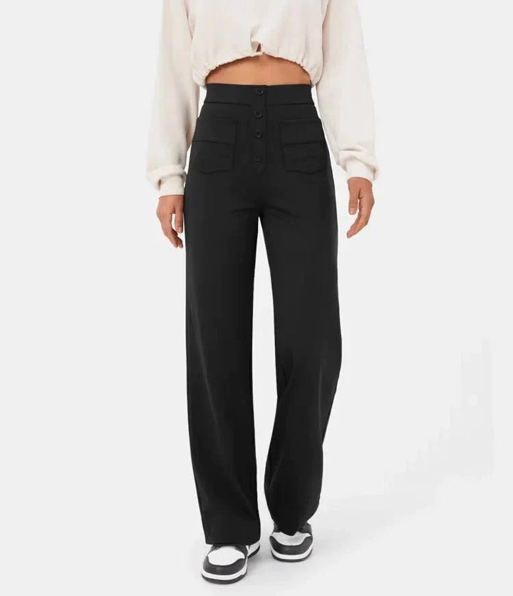Elastische comfortabele broek met hoge taille en rechte pijpen voor dames - Phoebe