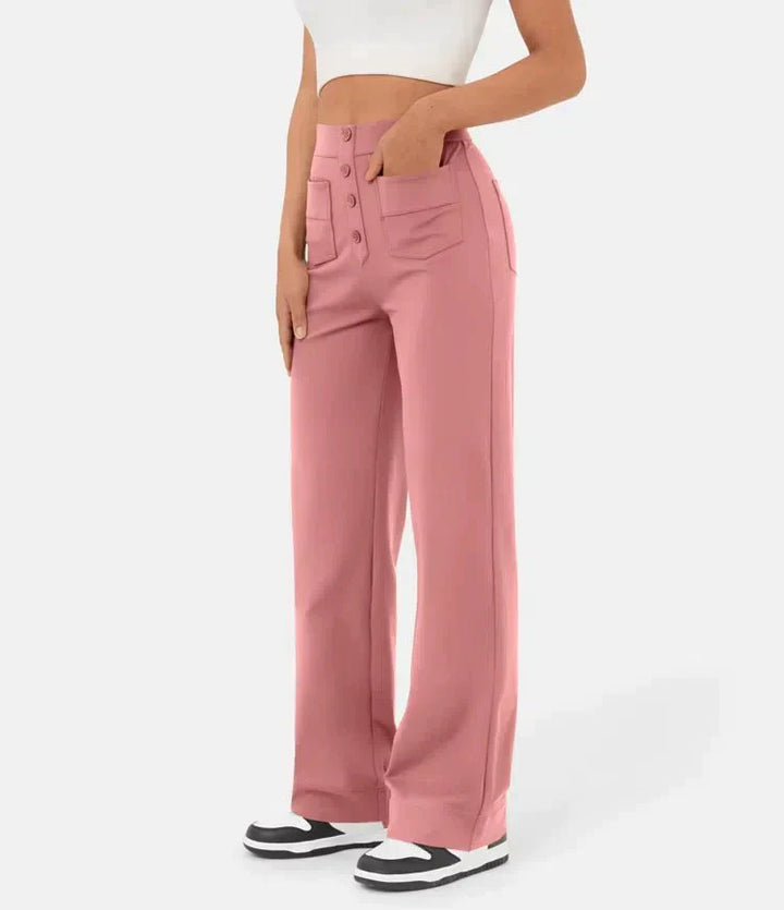 Elastische comfortabele broek met hoge taille en rechte pijpen voor dames - Phoebe