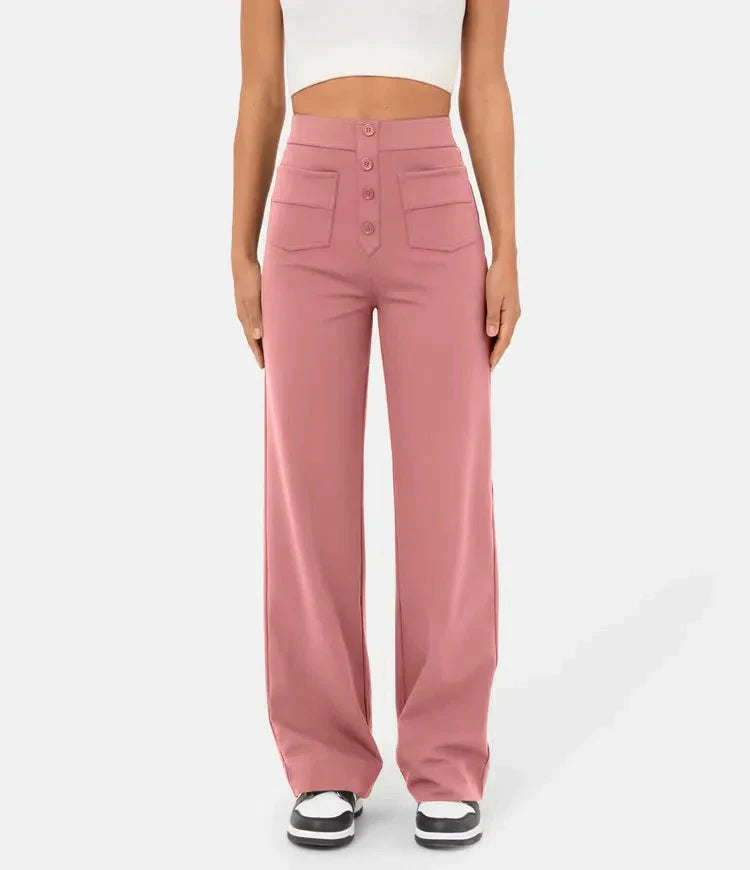 Elastische comfortabele broek met hoge taille en rechte pijpen voor dames - Phoebe