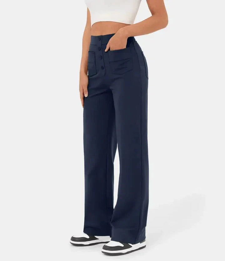 Elastische comfortabele broek met hoge taille en rechte pijpen voor dames - Phoebe