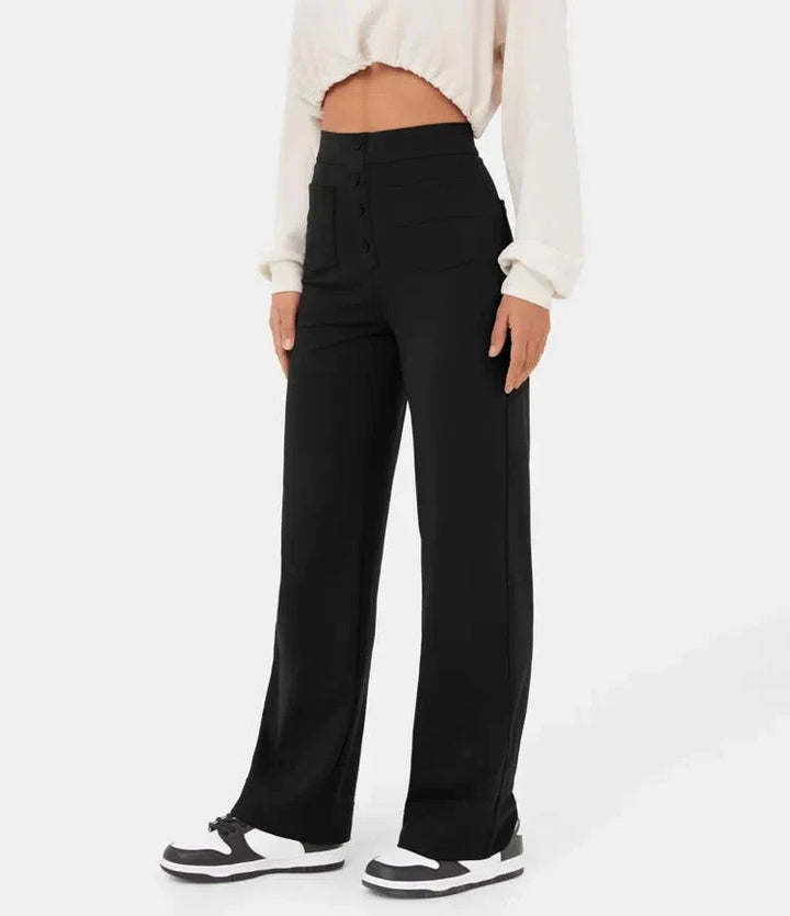 Elastische comfortabele broek met hoge taille en rechte pijpen voor dames - Phoebe