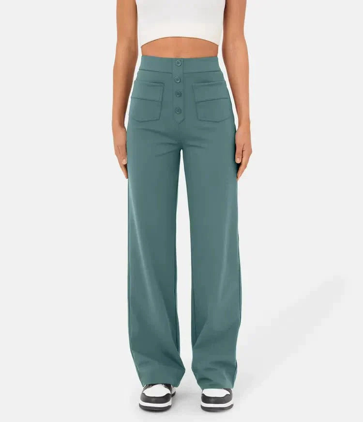 Elastische comfortabele broek met hoge taille en rechte pijpen voor dames - Phoebe