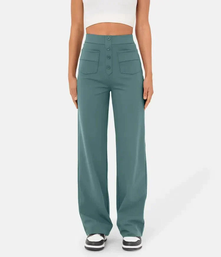 Elastische comfortabele broek met hoge taille en rechte pijpen voor dames - Phoebe