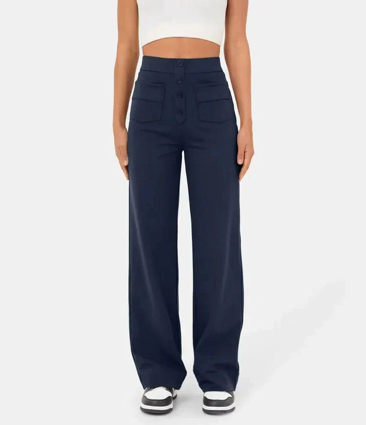 Elastische comfortabele broek met hoge taille en rechte pijpen voor dames - Phoebe