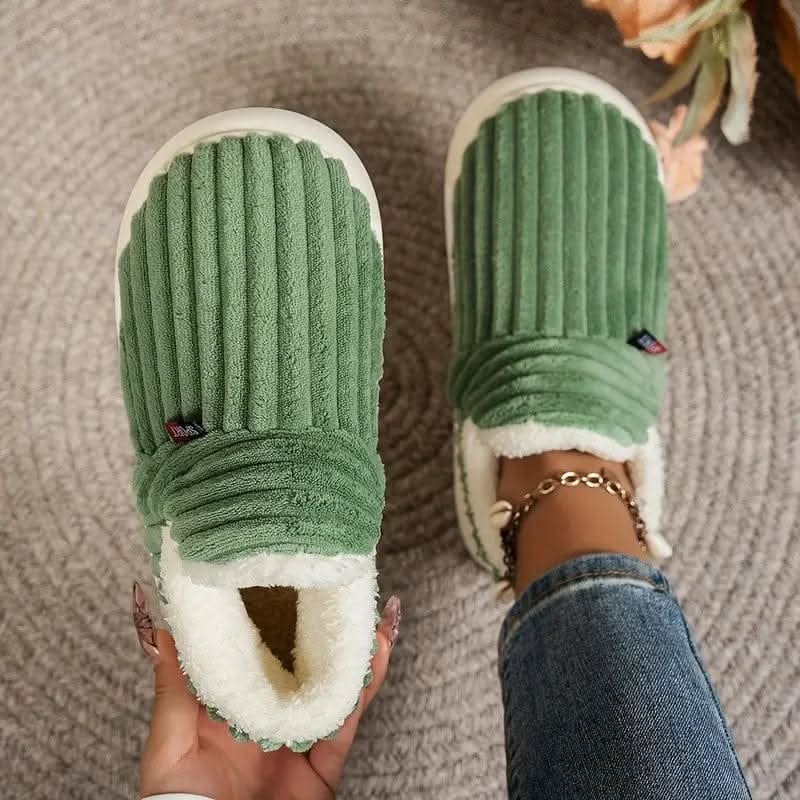 Huissloffen laarsjes enkellaarsjes corduroy sherpa fleece instap antislip