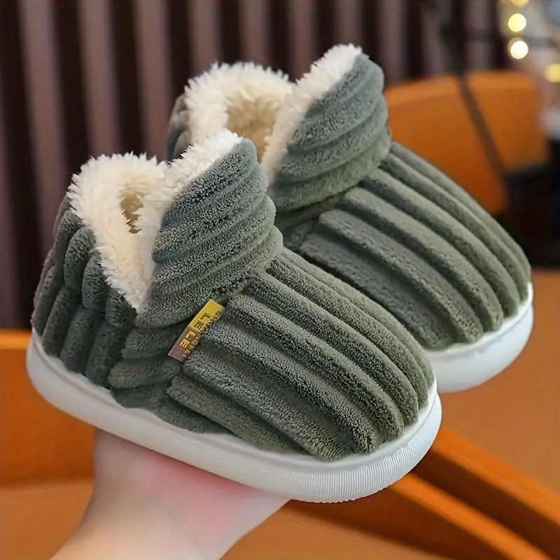 Huissloffen laarsjes enkellaarsjes corduroy sherpa fleece instap antislip