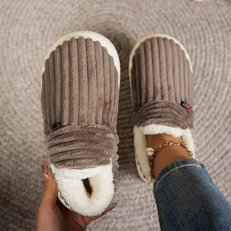 Huissloffen laarsjes enkellaarsjes corduroy sherpa fleece instap antislip