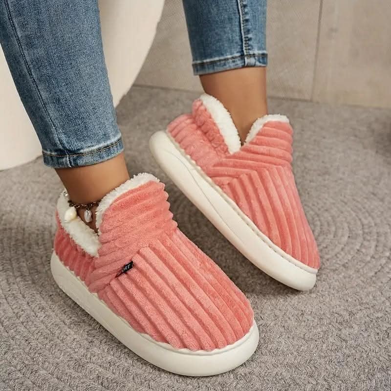 Huissloffen laarsjes enkellaarsjes corduroy sherpa fleece instap antislip