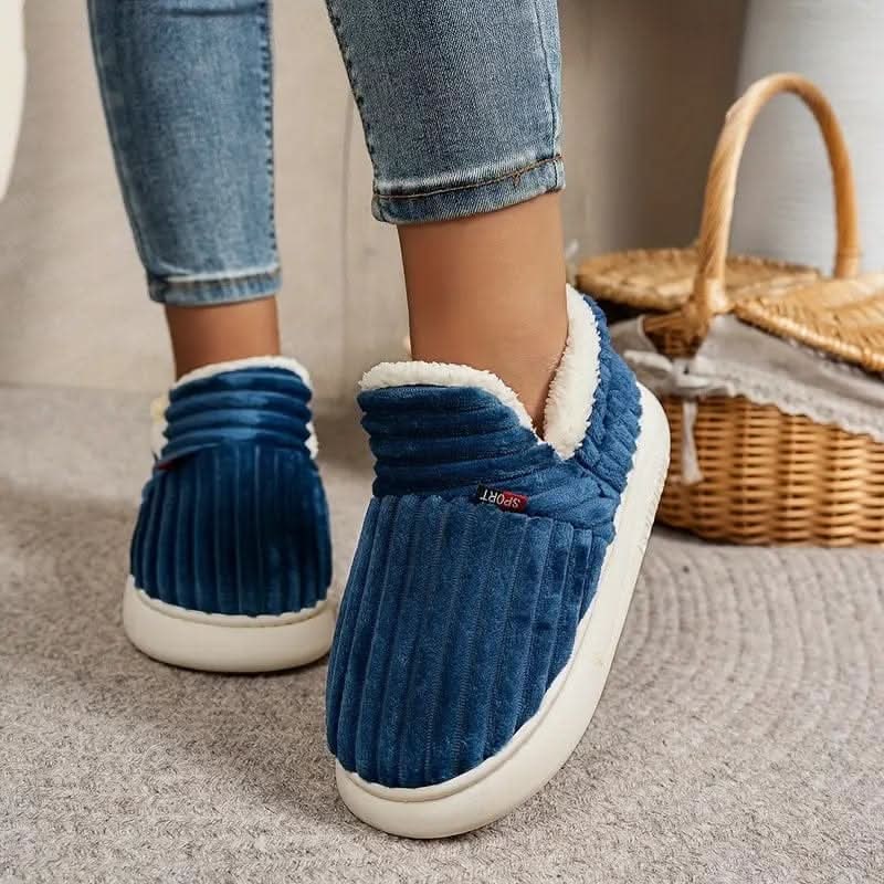 Huissloffen laarsjes enkellaarsjes corduroy sherpa fleece instap antislip