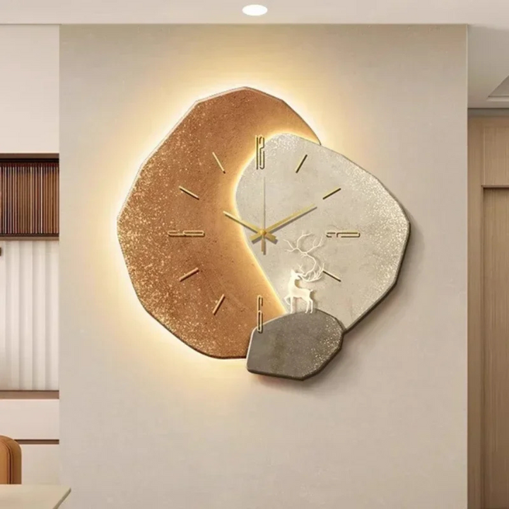 Houten Wandklok met LED-Lamp | Elegant en Praktisch Design