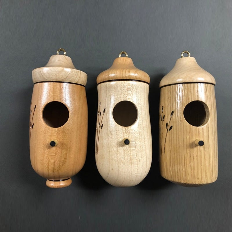 Kolibriehuisje houten nestkast mini gesneden hangend tuin buiten