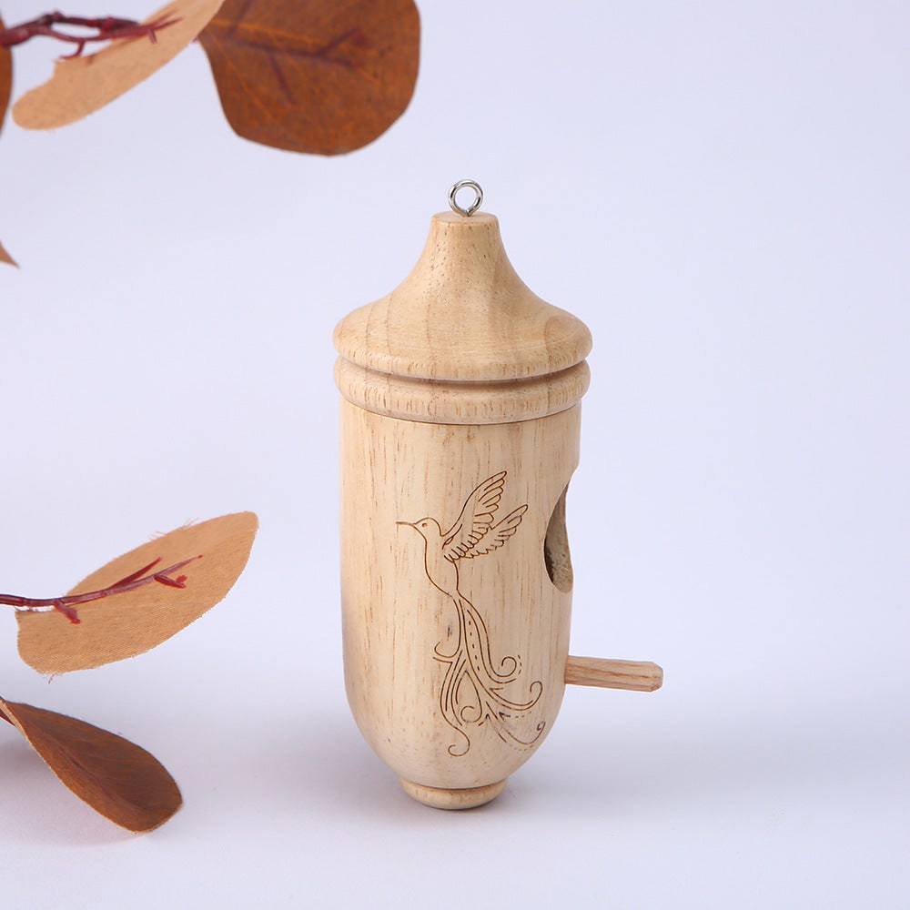Kolibriehuisje houten nestkast mini gesneden hangend tuin buiten