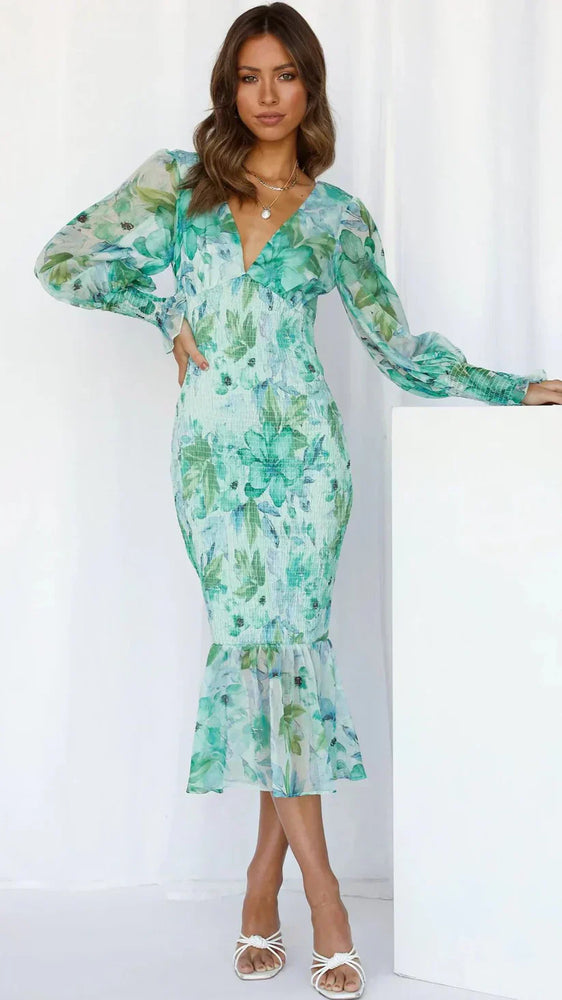 
                  
                    Mira – Bloemenprint Midi Jurk voor Lente en Zomer
                  
                