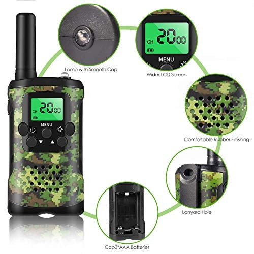 Walkietalkie voor kinderen | 22 kanalen | 5 km bereik | Groen camouflage