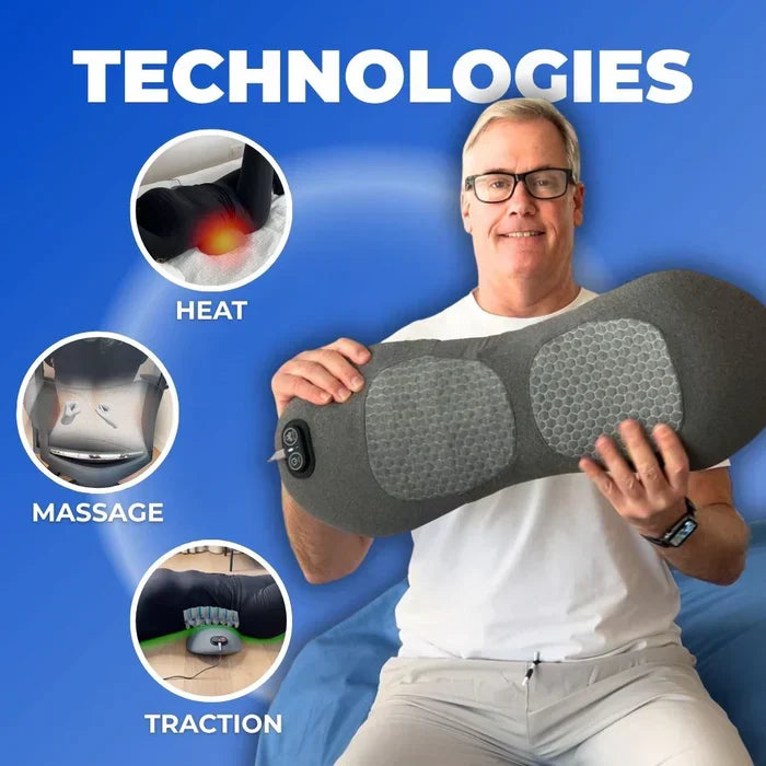 Rugmassageapparaat met Warmte en Trilling, Lendensteun voor Verlichting van Ischias, Onderrugpijn en Houdingscorrectie – 3-in-1 Thuistherapie