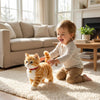 Interactieve kattenspeelgoedrobot met zachte pluche vacht, loopt en miauwt, elektronisch huisdier poesje