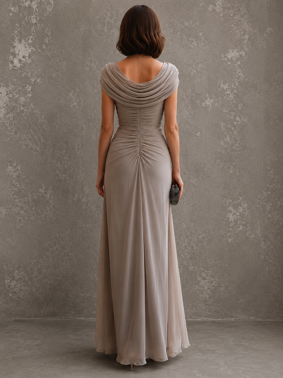 Gedrapeerde maxi-jurk met mouwloos silhouet