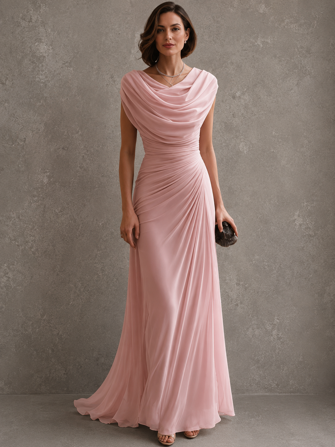 Elegante gedrapeerde maxi-jurk - mouwloze formele avondjurk