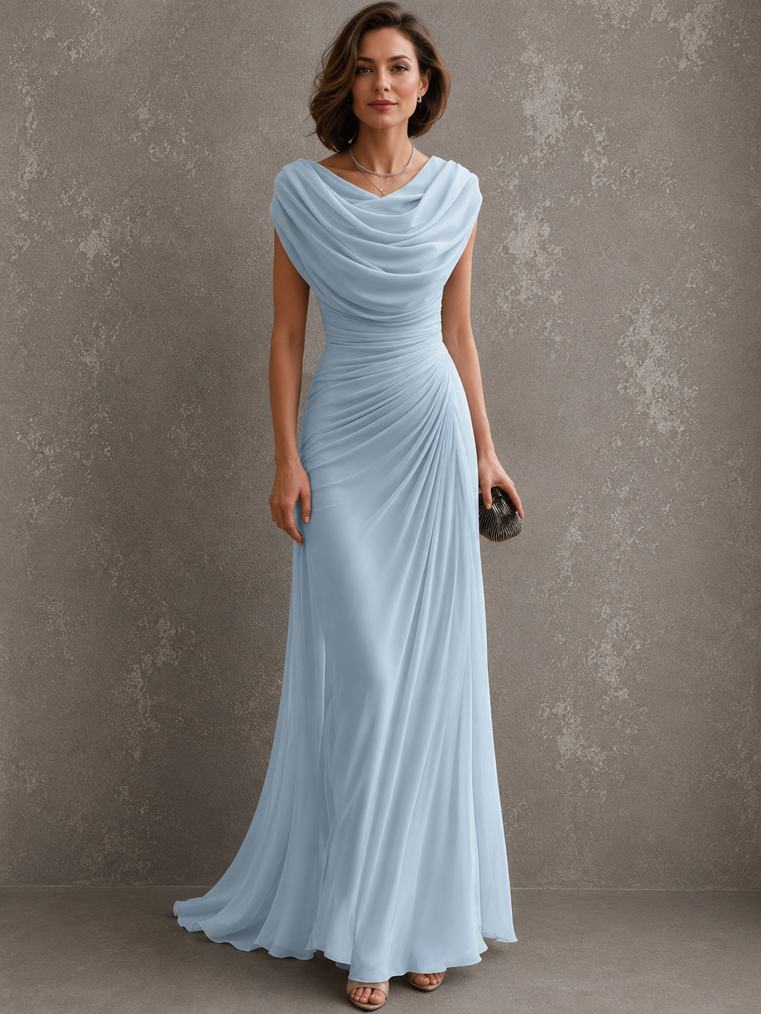 Elegante gedrapeerde maxi-jurk - mouwloze formele avondjurk