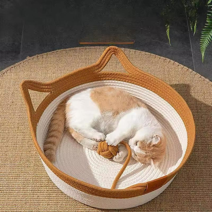 Handgevlochten Katoenen Touwmand voor Katten - CozyNest