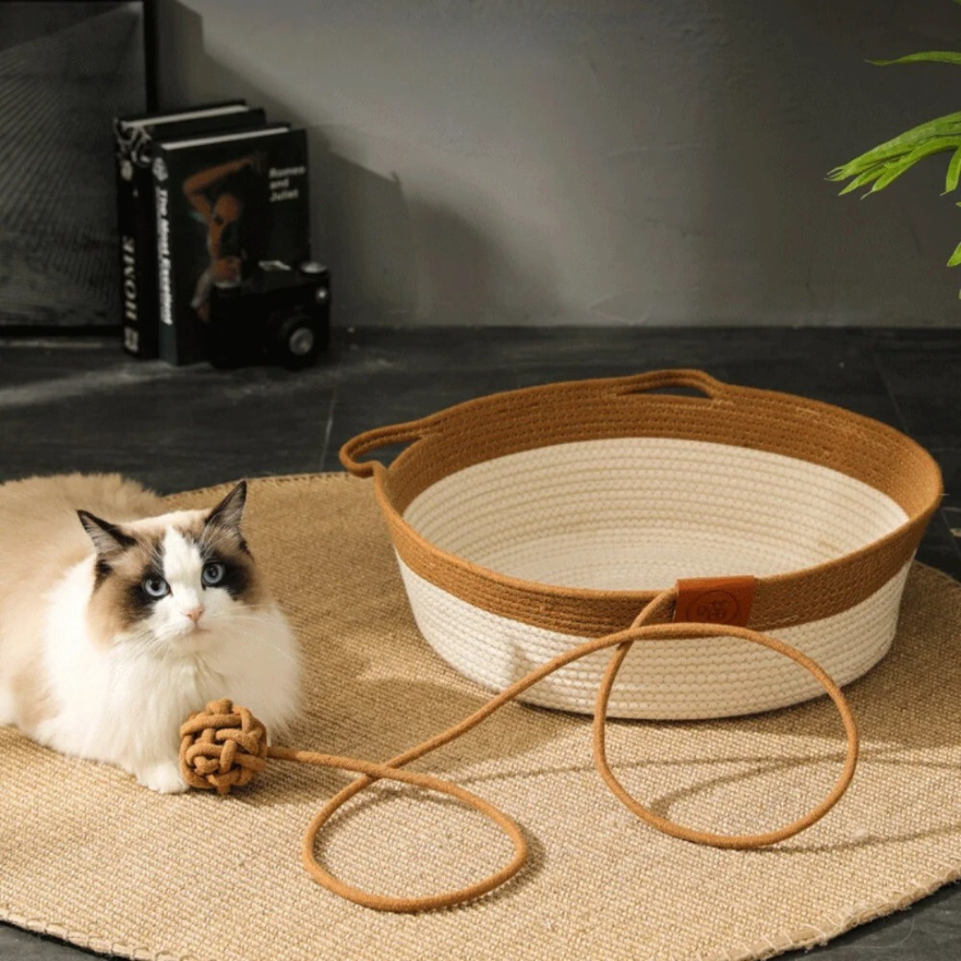 Handgevlochten Katoenen Touwmand voor Katten - CozyNest