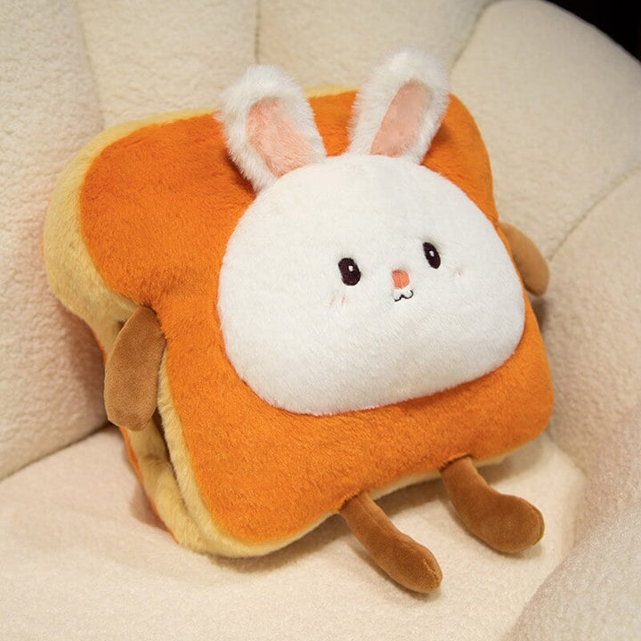 Zachte pluche handwarmer als toast met schattig dier