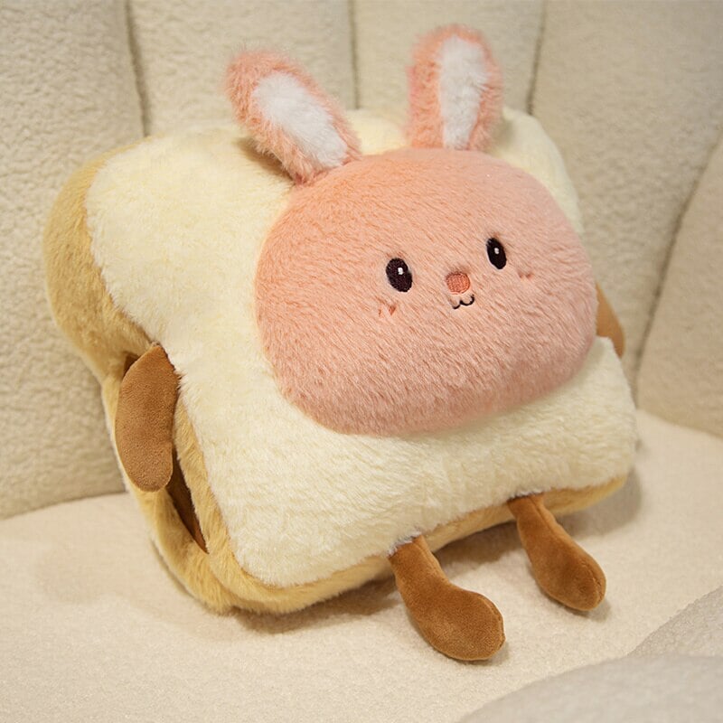 Zachte pluche handwarmer als toast met schattig dier