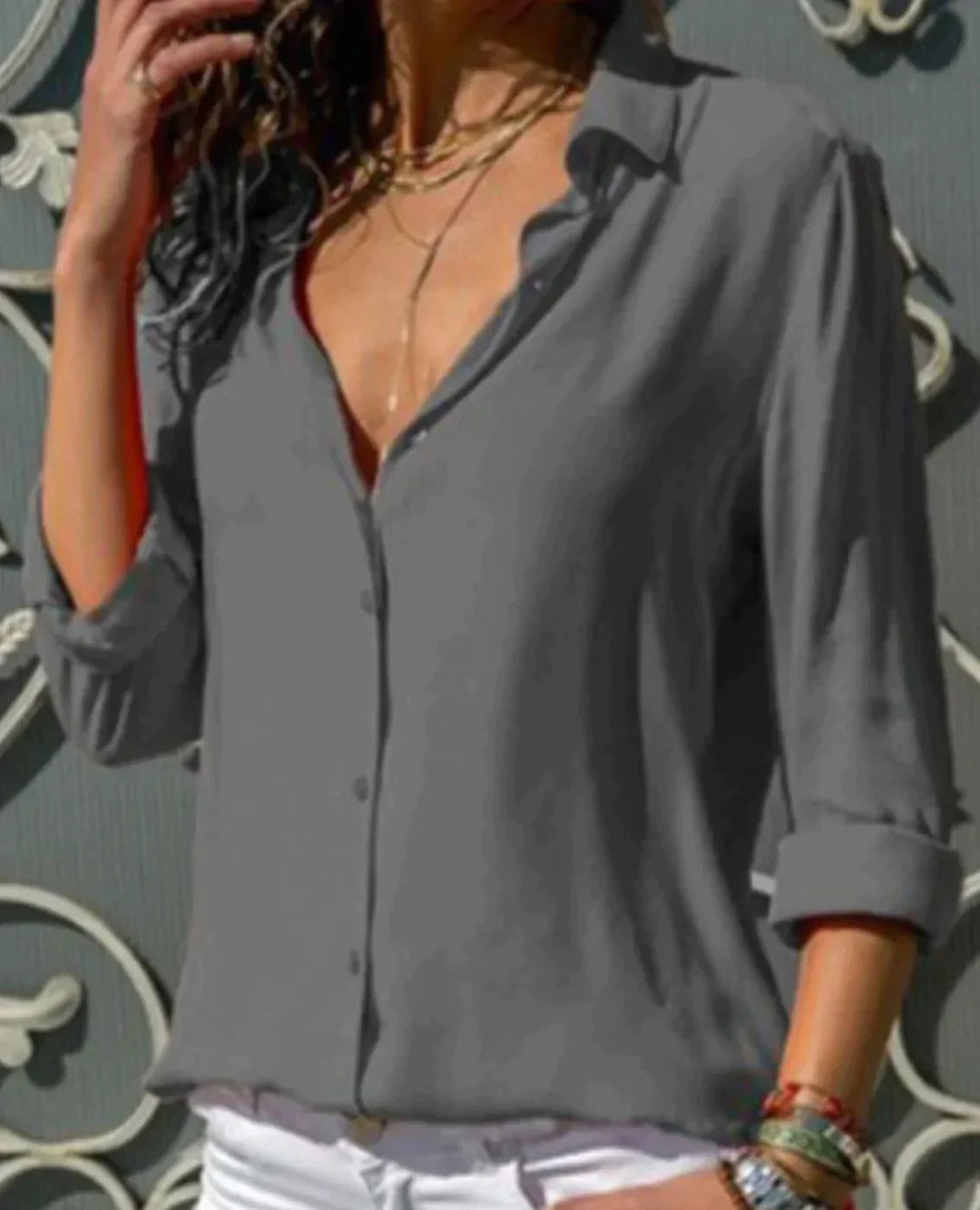 Getailleerde Blouse Met Knoopsluiting