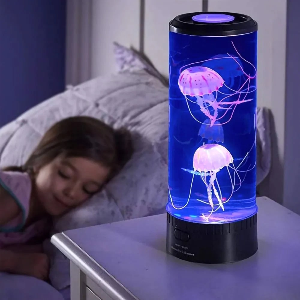 Kleurveranderende kwallenlamp voor kinderen met LED-nachtlampje en stromende tentakels omhoog