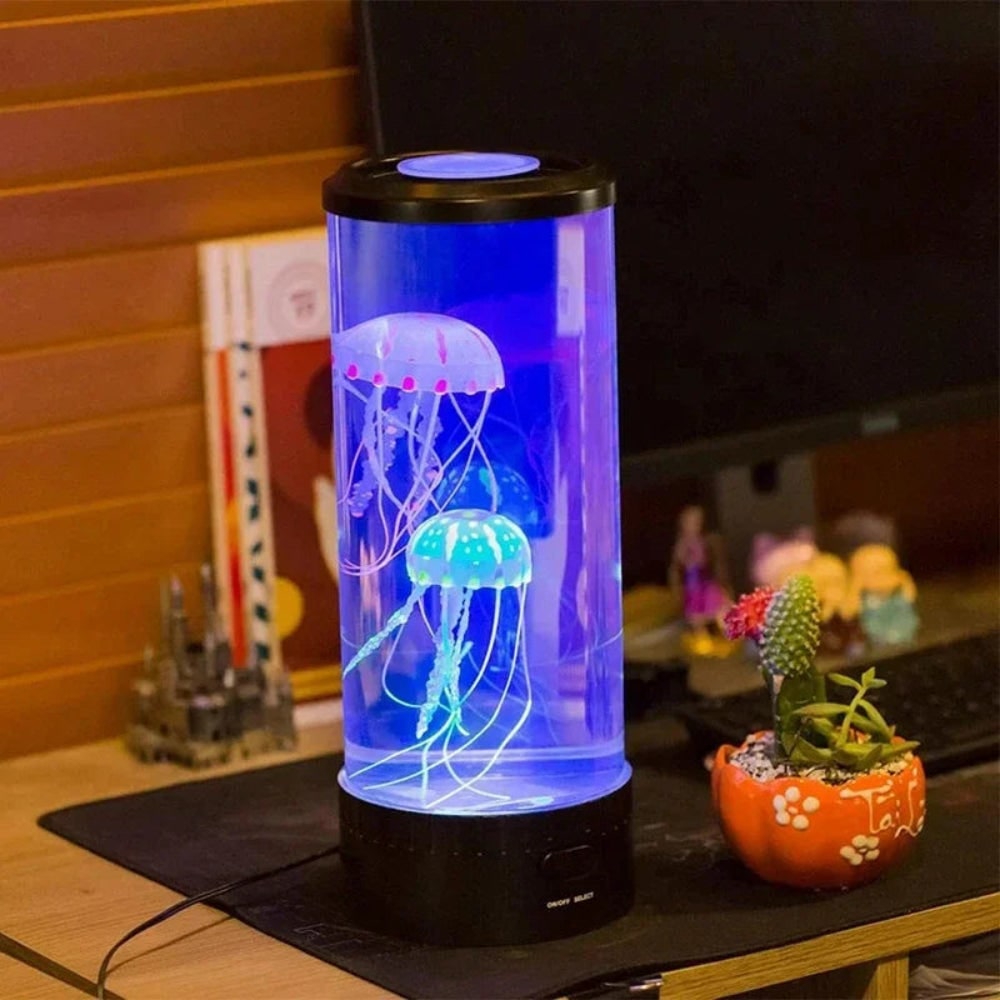 Kleurveranderende kwallenlamp voor kinderen met LED-nachtlampje en stromende tentakels omhoog