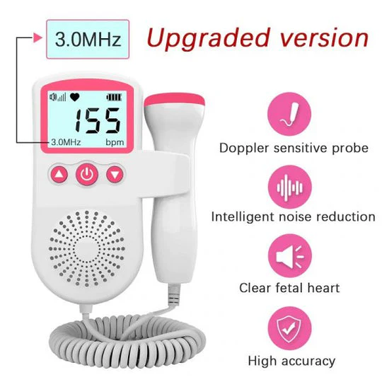 Foetale doppler voor thuis voor zwangerschapsmonitoring met verlicht lcd-scherm en handsonde