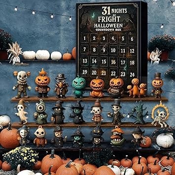 Halloween-adventskalender voor kinderen met aftelfunctie en griezelige miniatuurfiguurtjes