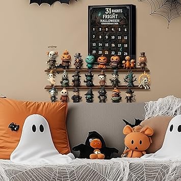 Halloween-adventskalender voor kinderen met aftelfunctie en griezelige miniatuurfiguurtjes